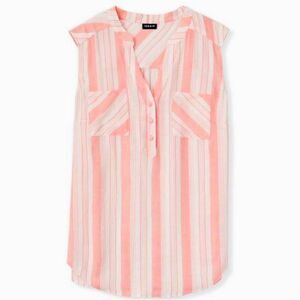 Torrid Harper Gauze Pullover Tank 1X Pink White Striped